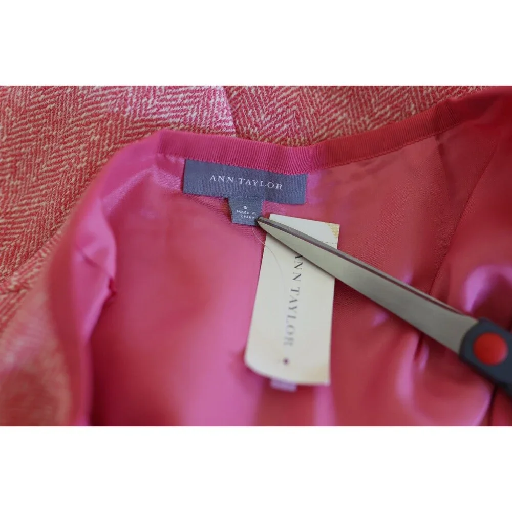 NWT Ann Taylor Pink Tweed Wool Blend Pencil A Line Skirt Preppy Coquette 8